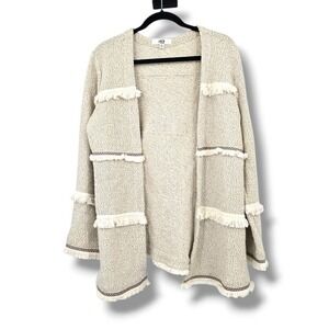 JACK by BB Dakota Cream‎ Fringe Open Front Cardigan Sweater Jacket M
